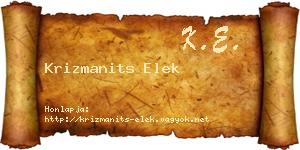 Krizmanits Elek névjegykártya