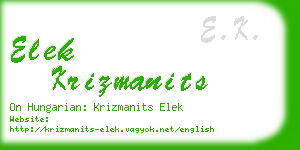 elek krizmanits business card